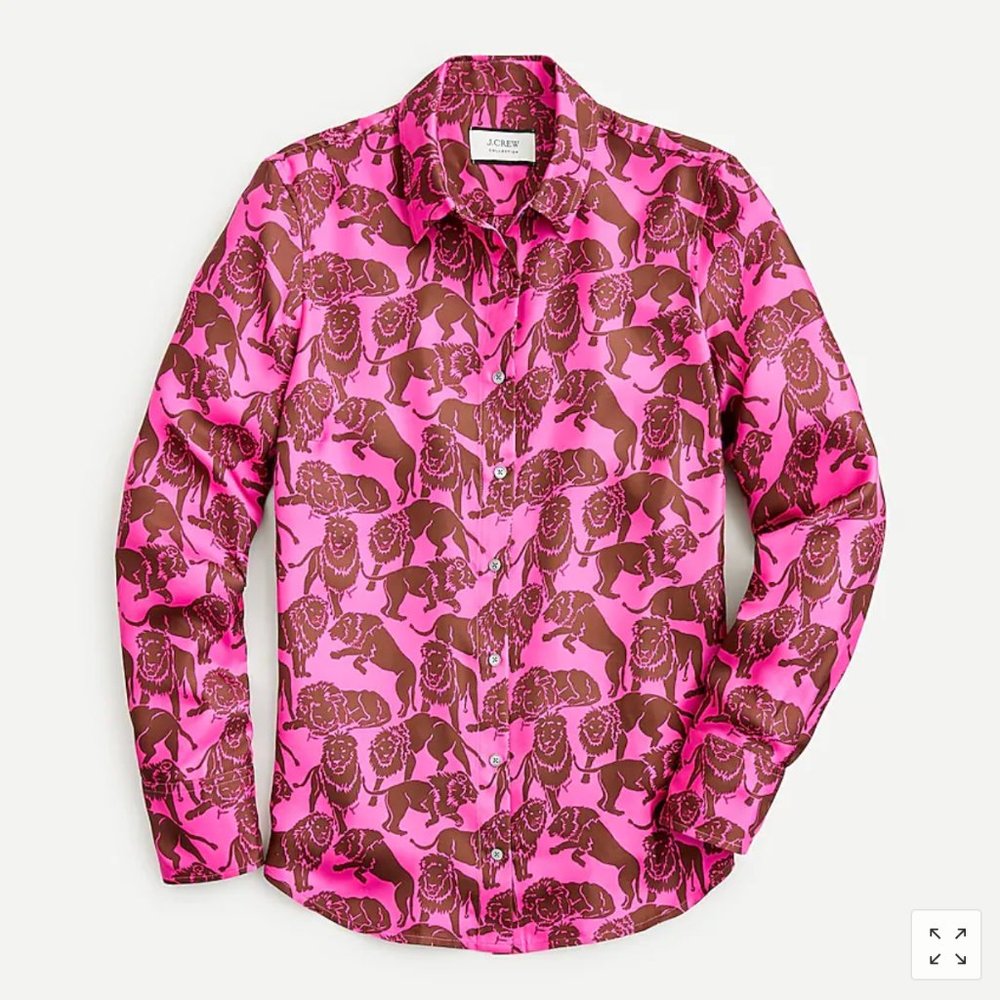 J.Crew Collection silk shirt in sleepy lions print - Picture 5 of 5